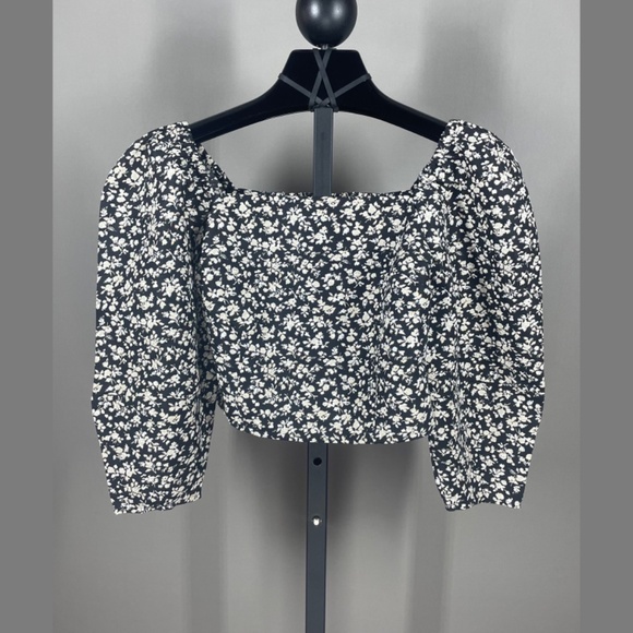 NEW Levis Floral Statement Crop Top Shirt Womens XS black western boho - Picture 3 of 11